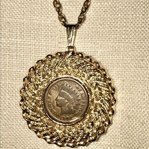 INDIAN COIN Gold Necklace VINTAGE